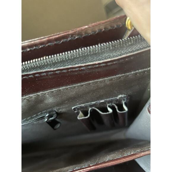 Vtg. Top Handle Messenger Shoulder Bag Attache Briefcase Oxblood Burgundy Career - Picture 13 of 14